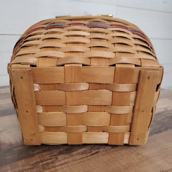 Vintage Santa woven hinge basket with swivel handle Christmas country folk art - Picture 12 of 15